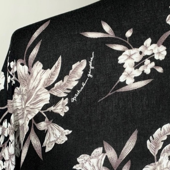 Spiritual Gangster Tropical Floral Print Black Tie Waist Kimono Wrap Cardigan - Picture 6 of 12